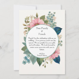 Romantische Blumen & Minimalistische Hochzeit Dankeskarte
