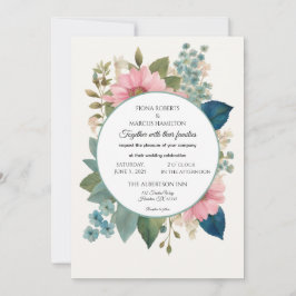 Romantische Blumen & Minimalistische Hochzeit Einladung