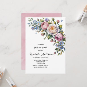 Romantische Blumenbouquet Brunch & Bubbly Einladung