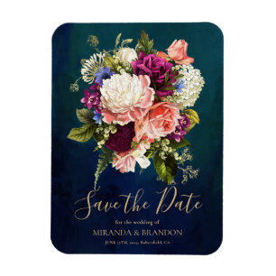 Romantische Blumenbouquet Emerald Green Gold Hochz Magnet