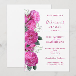 Romantische Blumenbouquet Hochzeit Probe Dinner Einladung