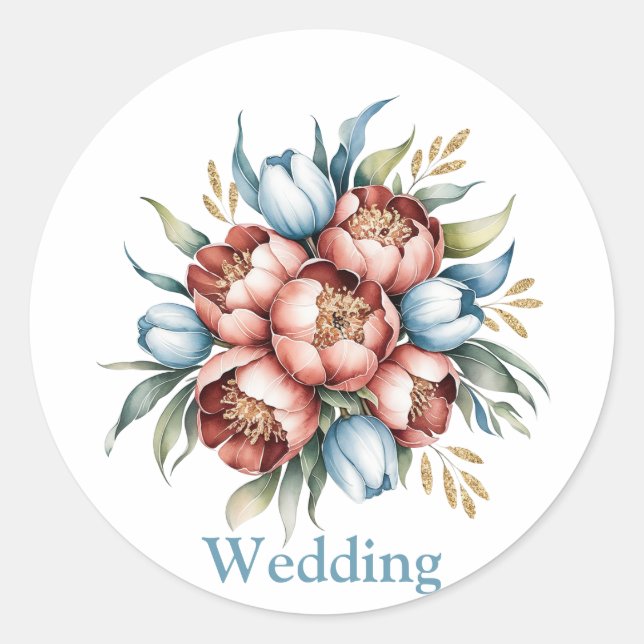Romantische Blumenbouquet: Hochzeiten von Peonies  Runder Aufkleber (Vorderseite)