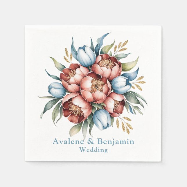 Romantische Blumenbouquet: Hochzeiten von Peonies  Serviette (Vorderseite)