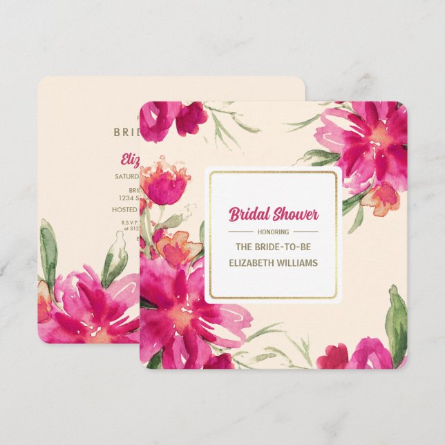 Romantische Blumendesign Bridal Dusche Einladungen (Vorne/Hinten)