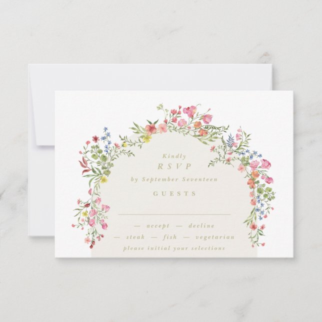 romantische Blumengarten Hochzeit RSVP Karte (Vorderseite)