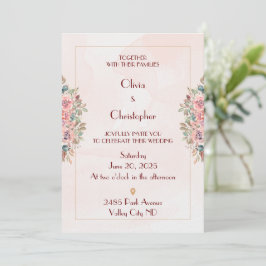 Romantische Blumenhochzeit Einladung