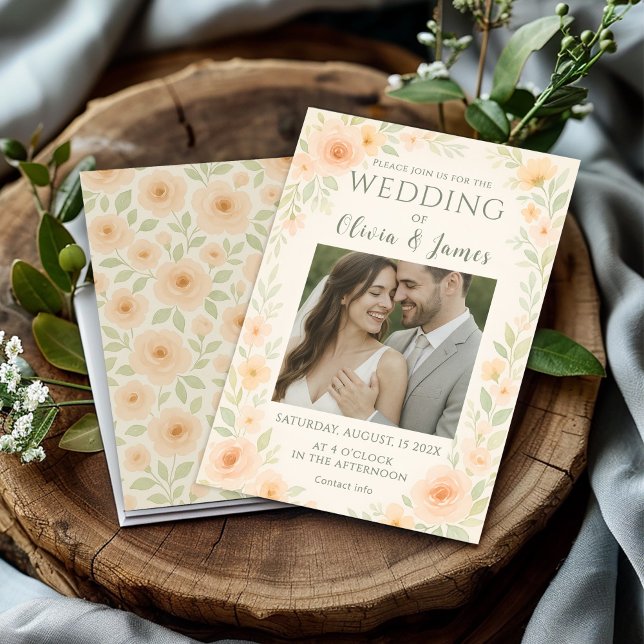 Romantische Blumenhochzeit mit weichen Rose Einladung (Von Creator hochgeladen)