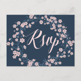 Romantische Blumenhochzeit RSVP Postkarten Rosa Kr