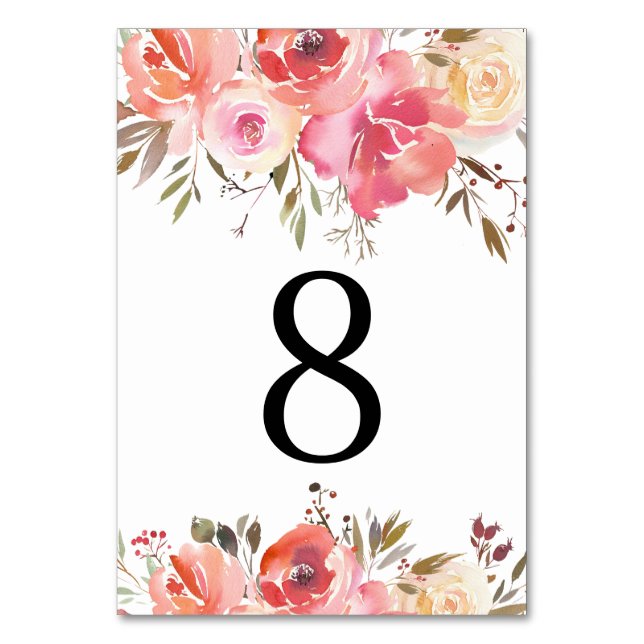Romantische Blumenkarten Hochzeiten von Tischnumme Tischnummer (Vorderseite)