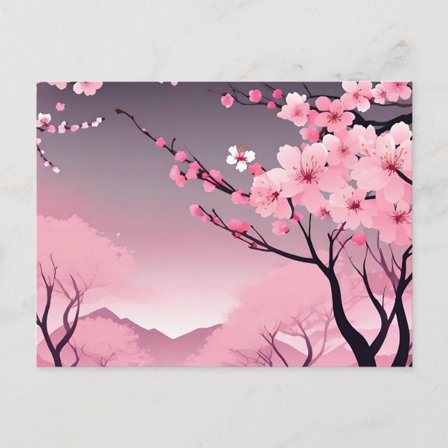 Romantische Blumenkirsche Blossom Postkarte (Vorderseite)