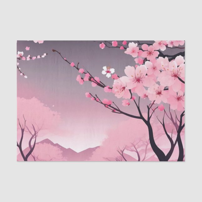 Romantische Blumenkirsche Blossom Seidenpapier (Vorderseite)