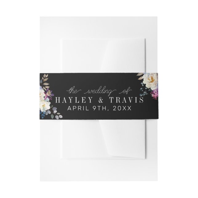 Romantische blumenmoody Dark Blume Hochzeit Einladungsbanderole (Vorderseite Beispiel)