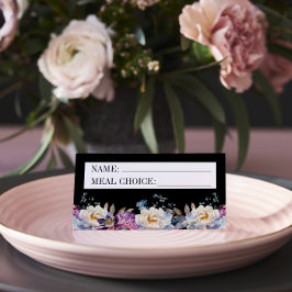 Romantische Blumenmoody Dark Meal Choice Hochzeit Platzkarte