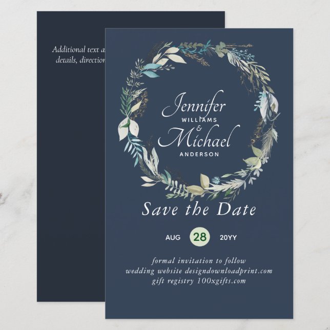 Romantische Blumenmotive Save the Date viele Farbt (Vorne/Hinten)