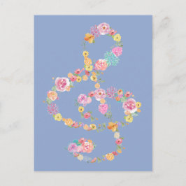 Romantische Blumenmusik auf blauer Stille Postkarte