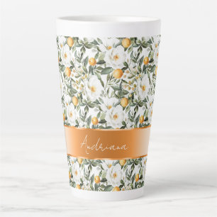 Romantische Blumenorangen Sizilienisch Italienisch Milchtasse