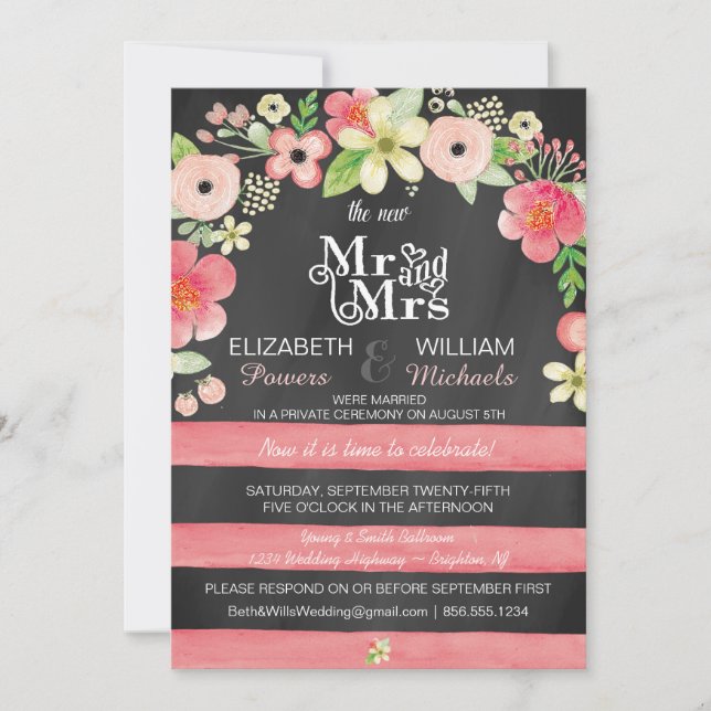 Romantische Blumenpost Hochzeitsempfehlung einlade Einladung (Vorderseite)