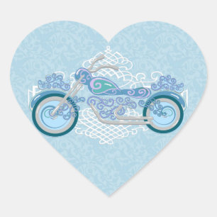 Romantische Blumenradfahrer Hochzeitsticker Herz-Aufkleber