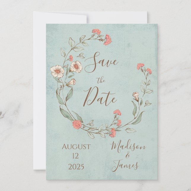 Romantische Blumenschrift handgezeichnete schicke  Save The Date (Vorderseite)
