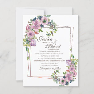 Romantische Blush Lavendel Gold Frame Wedding Einladung