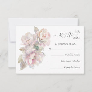 Romantische Blush Peony Floral Hochzeit UAWG 2 RSVP Karte
