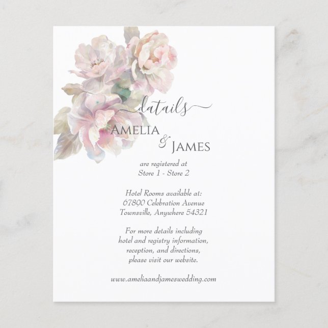 Romantische Blush Peony Floral Wedding Card (Vorderseite)
