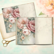 Romantische Blush-Pfingstrose-Junk-Journal-Seite