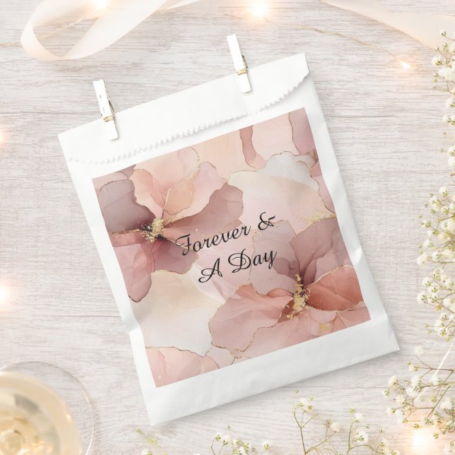Romantische Blush Pink Gold Floral Wedding Geschenktütchen (Ausgeschnitten)