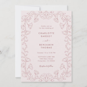 Romantische Blush Pink Hochzeitseinladung Einladung