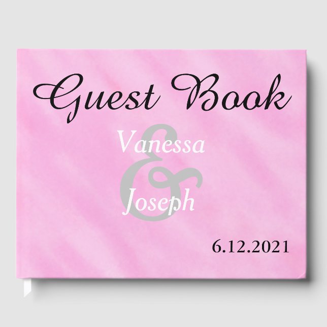 Romantische Blush Pink Wasserfarbenhochzeit Gästebuch (Vorderseite)