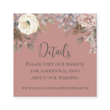 Romantische Blush Wedding Detail-Abschlusskarte