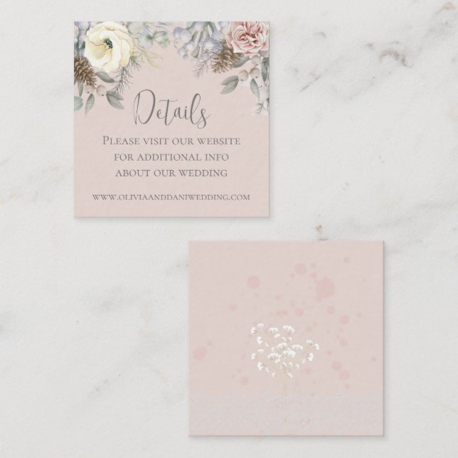 Romantische Blush Wedding Detail-Abschlusskarte Begleitkarte (Vorne/Hinten)