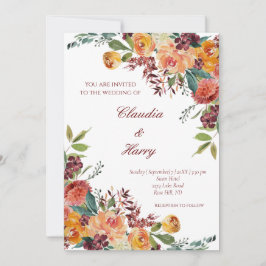 Romantische Blüte florale farbenfrohe Hochzeitsein Einladung