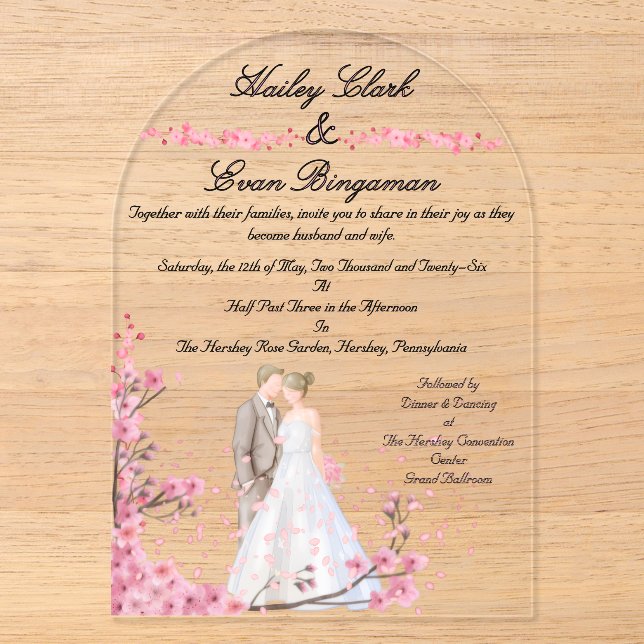 Romantische Blüten Akropolis-Hochzeit Einladung (Vorderseite)