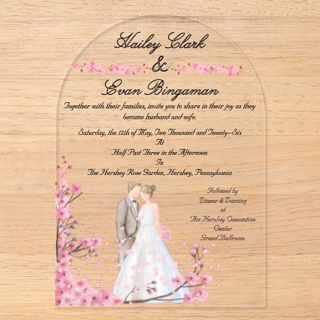 Romantische Blüten Akropolis-Hochzeit Einladung (Vorderseite)