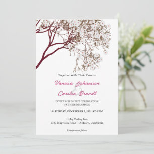 Romantische Blütenbäume Einladung zur Hochzeit