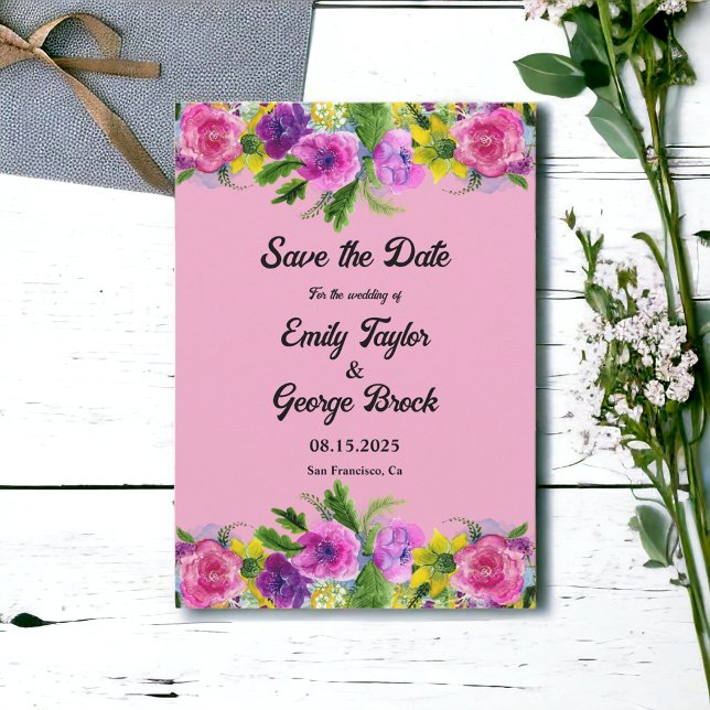 Romantische Blütenblüten Rose Sommerblumenhochzeit Save The Date (Von Creator hochgeladen)