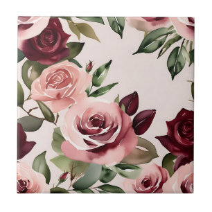 Romantische blütenfarbige Rose Burgund Fliese
