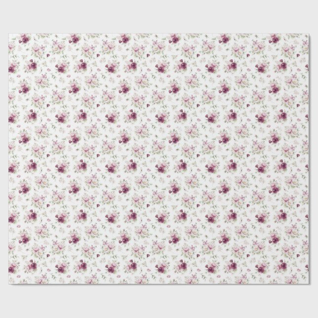 Romantische Blütenperse Geschenkpapier (Flach)