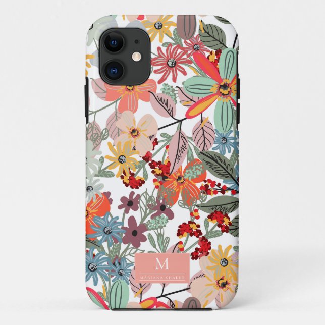 Romantische Blütenweiche Rosa Grüne Pfirsich Klass Case-Mate iPhone Hülle (Rückseite)