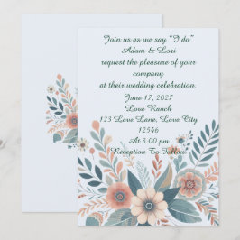 Romantische bohemianische Blumenhochzeit Einladung