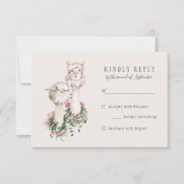 Romantische Bohemische Llama Wedding RSVP Antwort