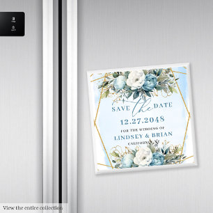 Romantische Boho Blau- und Weißspitzen Save the Da Magnet