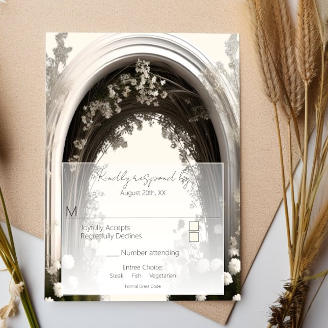 Romantische Boho Botanische Botanische Arch-Hochze RSVP Karte (Romantic Boho Botanical Arch Wedding RSVP)