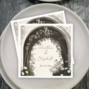 Romantische Boho Botanische Botanische Arch-Hochze Serviette