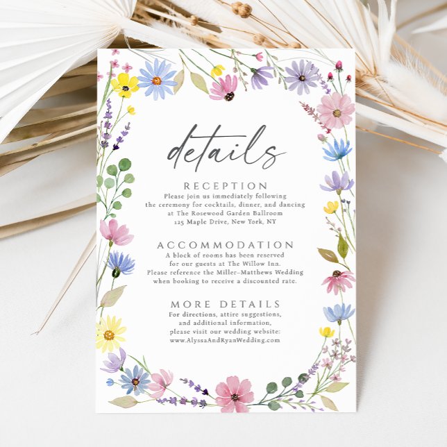 Romantische Boho Garden Wildblume Hochzeiten Detai Begleitkarte (Von Creator hochgeladen)
