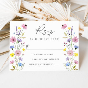 Romantische Boho-Garten-Wildblumen-Hochzeits-RSVP- Einladung