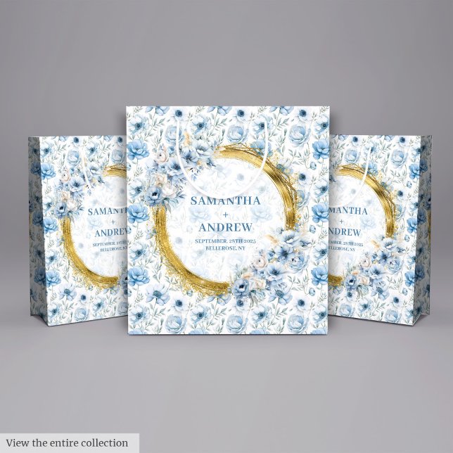 Romantische Boho Pastel Blue Gold Hochzeitsgeschen Große Geschenktüte (Romantic Boho Pastel Blue Gold Wedding Gift Bag)