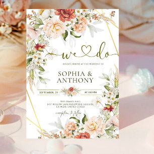 Romantische Boho Peony Rose Ranunculus Goldene Hoc Einladung