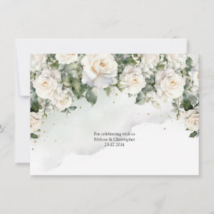 Romantische Boho weiße Rosen und Grün & Gold Dankeskarte
